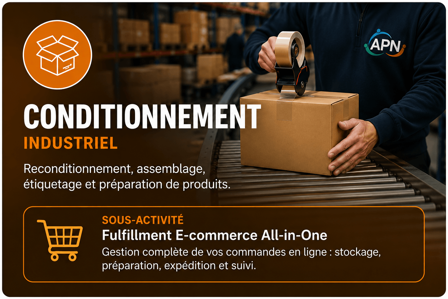 Conditionnement APN Nivelles - reconditionnement, assemblage, etiquetage et fulfillment e-commerce